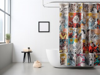 Stylish Shower Curtain Mockup for Bathroom Decor - AI Generated