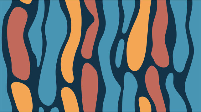 Vector pattern in retro psychedelic style. Vibrant graphic wallpaper with stripes design. Minimalist trendy abstract bohemian pattern. Seamless.