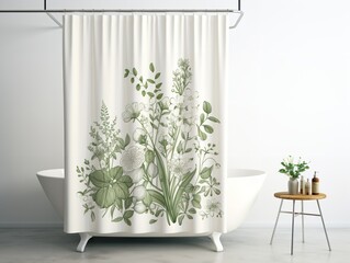 Stylish Shower Curtain Mockup for Bathroom Decor - AI Generated