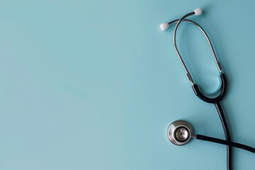 A stethoscope on a blue background