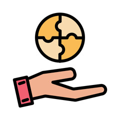 Business Deal Hand Filled Outline Icon