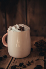 Warming drink with whipped cream.