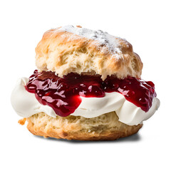 Scone with Strawberry Sauce on transparent background
