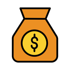 Bag Bills Gold Filled Outline Icon