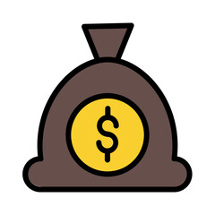 Bag Bills Gold Filled Outline Icon