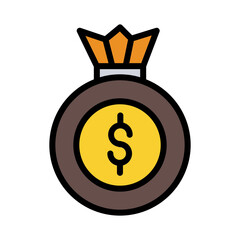 Bag Bills Gold Filled Outline Icon