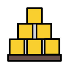 Blocks Cubes Gold Filled Outline Icon