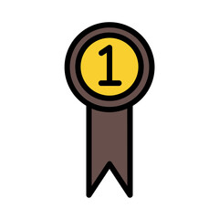 First Gold Medal Filled Outline Icon