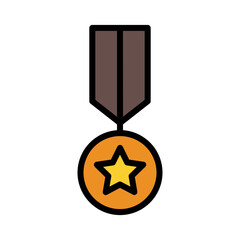 Gold Medal Star Filled Outline Icon