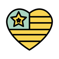 Flag Heart United Filled Outline Icon