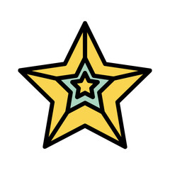 July Banner Star Filled Outline Icon