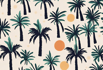 Fototapeta na wymiar palm trees seamless pattern, tropical nature