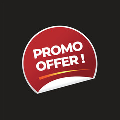 Promo sticker banner on red background