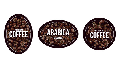 Arabica coffee labels collection. Oval and circle shape.