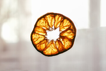 Dried orange slices. Dry citrus. Tangerine or mandarin fruits