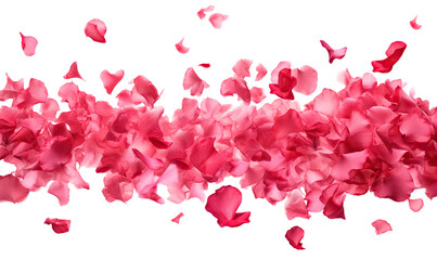 Rose petals scattering in the air, cut out - obrazy, fototapety, plakaty