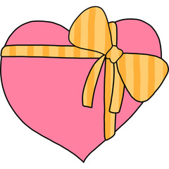 Pink heart with yellow ribbon