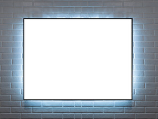 frame 4:3 hanging on a brick wall illuminated wit LED light