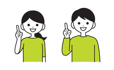 案内する女性と男性