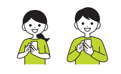 スマホを操作している女性と男性