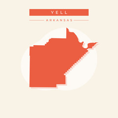 Vector illustration vector of Yell map Arkansas