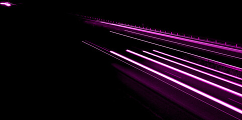 violet car lights at night. long exposure