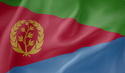 Eritrea  waving flag close up fabric texture background