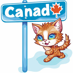 Canada signpost with Cat