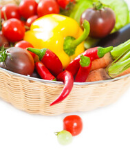 Vegetables on the white background