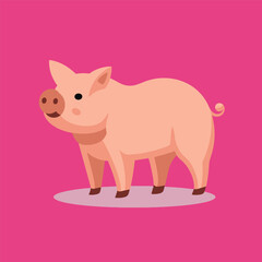 cartoon of pig vector flat illustration