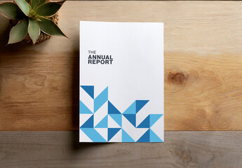 Report Cover Template with Geometric Mosaic Design - Powered by Adobe