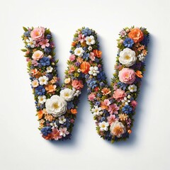 Flowers letter W. AI generated illustration