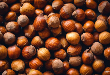 Autumn Bounty Close Up on Fresh and Nutty Hazelnuts in Nature's Abundance