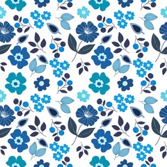 Fototapeta premium Seamless floral pattern.Silhouette of flowers with branches, leaves and berries. Abstract roses, tender pastel colors. Perfect for cotton fabric, texture, paper, shawls.