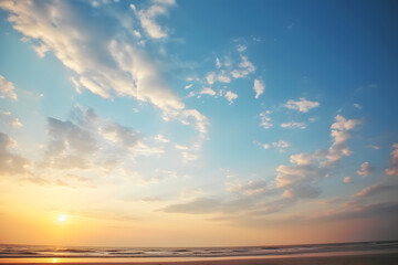 Fototapeta premium The beautiful sunset view with the blue sky and clouds in summer