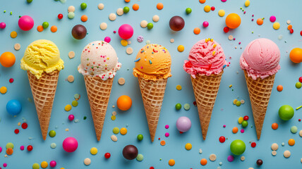 Ice cream bright background.