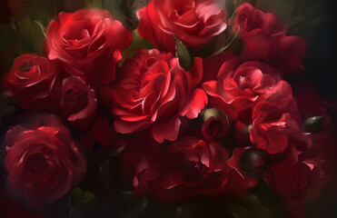 Naklejka premium Isolated Elegant Red Roses background for Romantic Design