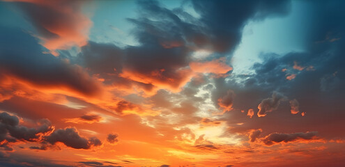 Naklejka premium The beautiful sunset view with the blue sky and clouds in summer