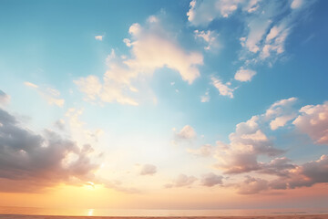 Obraz premium The beautiful sunset view with the blue sky and clouds in summer