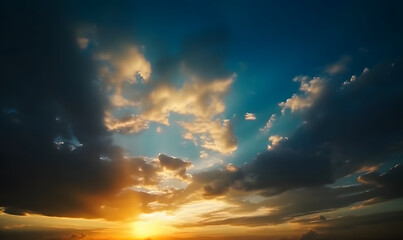 The beautiful sunset view with the blue sky and clouds in summer - Powered by Adobe