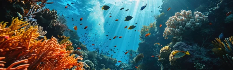 Fotobehang Underwater sealife . Banner  © kramynina