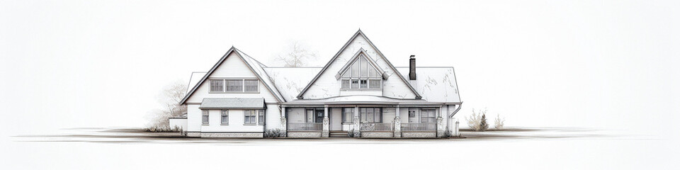 House layout, volumetric project, drawing. Building model as a symbol of architectural practice. Design in an architectural bureau. Architectural engineer's workplace