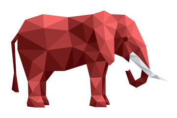 Fototapeta premium Republican red Elephant. Polygonal clipart for USA presidential election. Vector on transparent background.
