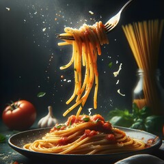 pasta and spaghetti generative AI - obrazy, fototapety, plakaty