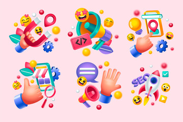 Obraz premium Marketing mini compositions set