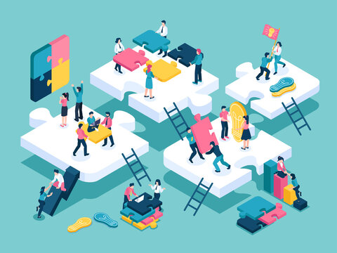 Isometric teamwork illustration
