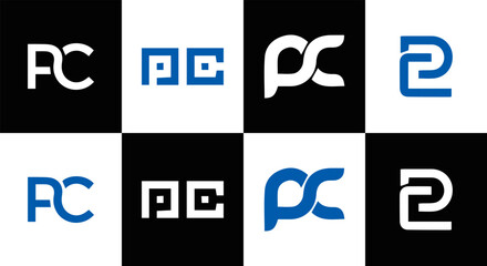 PC logo. P C design. White PC letter. PC, P C letter logo design. Initial letter PC letter logo set, linked circle uppercase monogram logo. P C letter logo vector design.	
