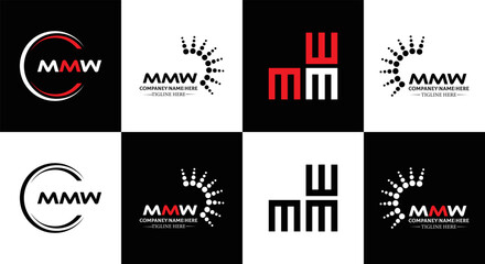 MMW logo. M M W design. White MMW letter. MMW, M M W letter logo design. Initial letter MMW letter logo set, linked circle uppercase monogram logo. M M W letter logo vector design.	
