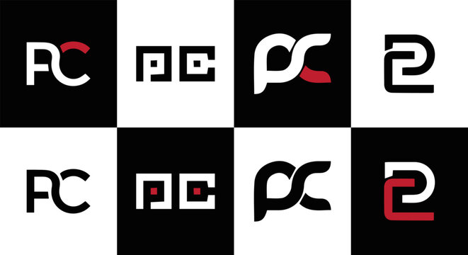 PC logo. P C design. White PC letter. PC, P C letter logo design. Initial letter PC letter logo set, linked circle uppercase monogram logo. P C letter logo vector design.	
