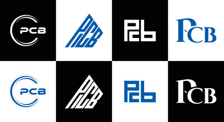PCB logo. P C B design. White PCB letter. PCB, P C B letter logo design. Initial letter PCB letter logo set, linked circle uppercase monogram logo. P C B letter logo vector design.	
